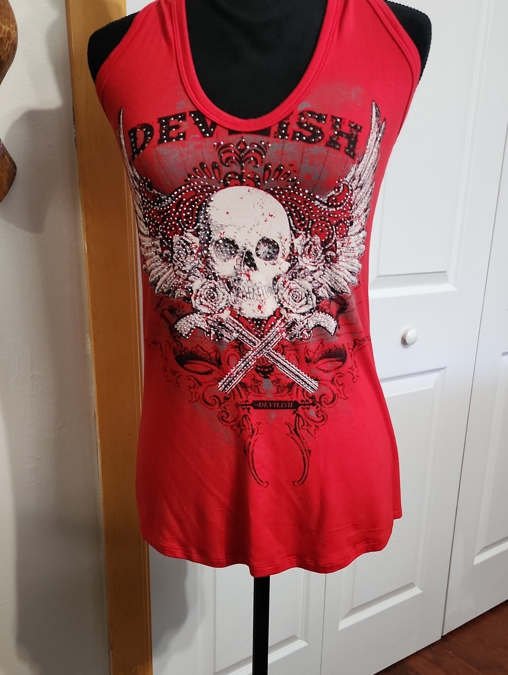 Harley-Davidson Red Skull & Wings  Devilish Graphic Tank Top